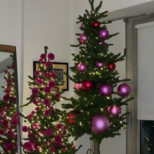 Artificial Christmas Tree with Pink and Red Ornaments
